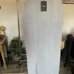 Hanifa Gray Maxi Pencil Skirt with Slit for Work